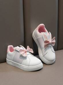 1 Pair Girls Sequin Rabbit Ear Star Decor Lightweight Waterproof Flat Bottom Sports Shoes, Comfortable Non-Slip Casual Outdoor Shoes For All Seasons - Pink - View 4