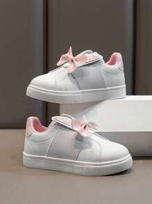 1 Pair Girls Sequin Rabbit Ear Star Decor Lightweight Waterproof Flat Bottom Sports Shoes, Comfortable Non-Slip Casual Outdoor Shoes For All Seasons - Pink - View 6