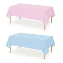 1/2 Stücke 54x108 Zoll Einweg-Kunststoff-Tischdecke - rosa & blaue rechteckige Tischdecke perfekt für Gender Reveal, Geburtstags- und Feierlichkeiten, wasserfest, fettabweisend