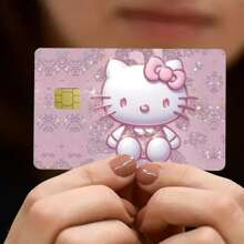 Sanrio 1pc/[Coleção completa de adesivos de cartão Hello Kitty] Porta-cartão de crédito Hello Kitty - Design fofo de desenho animado, poliéster, adesivo de plástico resistente a arranhões, para identificação de estudante, cartão de ônibus, cartão de banco e outros cartões. Acessório da moda