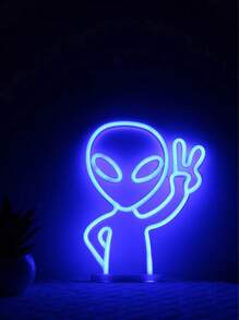1pc Alien Neon Light, Multi-Color Lighting, LED Atmosphere Lamp, Decorative Personalized Lamp For Room, Bedside, Desk, Ideal Gift For Him, Her, Boyfriend, Girlfriend, Mom, Dad, Family, Friends, Living Room, Bedroom, Tea Room, Home, Dining Room, Office, School, USB 5V 1A & 3 AA Batteries Powered (Batteries Not Included)