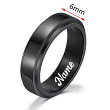 Custom Handwriting Letter NAME Spinner Stainless Steel Ring With Luxury Velvet Box For Couple Men And Women