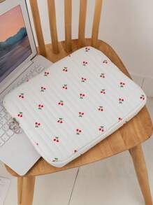 11 Inch 13 Inch 15 Inch Cherry Pattern, Ditsy Floral Light Love Simple Zipper Laptop Tablet Computer Case, Suitable For Women Work And, Also Very Suitable As A Teacher Gift, Backpack, College Supplies, Back To School, School Supplies, Teacher And College Student Classroom And Laptop Bag, Classroom Bag, Storage Bag, Classroom Organization Bag - White - View 3