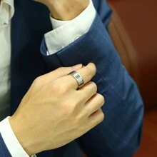 Custom Handwriting Letter NAME Spinner Stainless Steel Ring With Luxury Velvet Box For Couple Men And Women