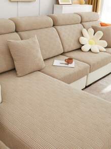 1 件提花雪尼尔沙发垫套，卡其色和米色，高弹性防尘防污防滑可拆卸套适用于卧室、书房、沙发 - 彩色 - 查看 6
