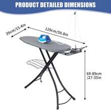FXLTSBL Ironing Board Thickened Carbon Steel, High Temperature Resistant Fabric Cover Height Adjustable, Ironing Surface 115x39 Cm, Cable Trough Design - Grey - View 2