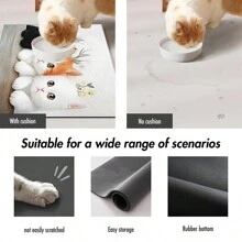 1 件 3 件装猫印花宠物食品垫，高吸水速干宠物喂食垫，易清洁宠物碗垫，带防滑橡胶背衬，适合所有季节的宠物，狗笼垫，猫笼垫