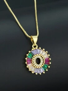 Pingente de Letra Folheado a Ouro com Micro Pavê de CZ Arco-íris, Joias da Moda, Pingentes e Encantos com Inicial para Mulheres