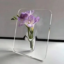 1 pièce Vase à fleurs en acrylique, décoration florale pour le salon, vase hydroponie pour fleurs, pièce de décoration transparente, vase cadre en acrylique, support de fleurs hydroponique, vase à fleurs transparent, décoration de bureau/chambre d'hôtes, décoration de maison, décoration de chambre, cadeau d'art créatif
