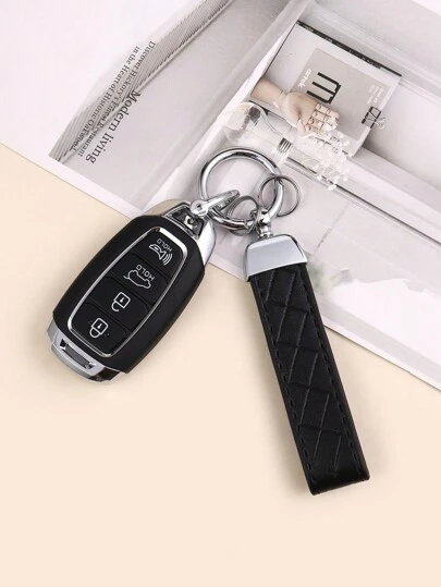 1pc Unisex Black, White, Red, Pink, Orange Zinc Alloy Simple Style Leather Rope Keychain Pendant, Suitable For Various Keys And Car Keys Gift Souvenir Car Accessories Bag Charm School Cute Goth Y2k