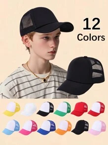 2pcs/1pc Multiple Colors Casual Game Console Stitching Mesh Baseball Cap, Sun Protection Comfortable Breathable Cap For Summer Holiday Outdoor Traveling Boys And Girls Accessories