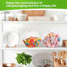 1/3/5pcs Hexagon Candy Jars With Lids - Transparent Plastic Storage Container, Suitable For Snacks, Cookies, Dog Food And Coffee Packs - Perfect Choice For Kitchen Organization,School Supplies - one-size - View 2
