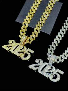 1 件时尚创意 2025 形状吊坠项链,嘻哈复古项链适合派对或日常佩戴,2025 新年礼物珠宝 - 數位吊墜 - 查看 4