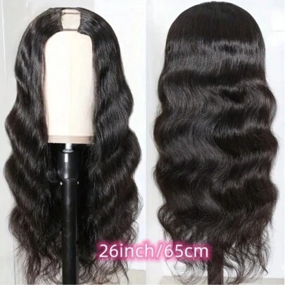 女士 U 型假发 - 优雅波浪造型 180% 密度巴西原生人发假发，无胶 U 型无蕾丝前部，玫瑰网帽，自然外观，全机器制造，适合所有人