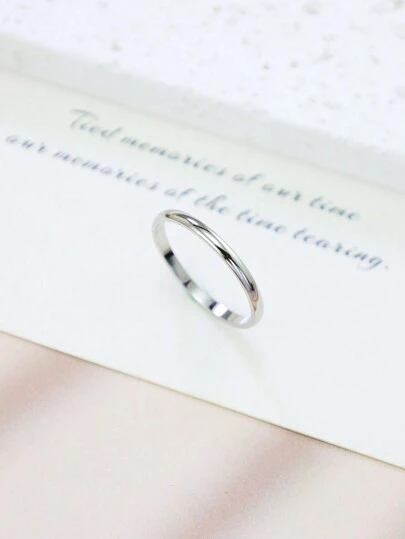 1 件女士简约不锈钢 2 毫米宽戒指，经典情侣结婚戒指