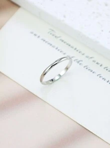 1 件女士简约不锈钢 2 毫米宽戒指，经典情侣结婚戒指 - 銀色 - 查看 2