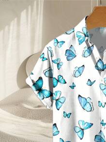 Men's 3D Summer Butterfly Printed Shirt - Multicolor - View 5