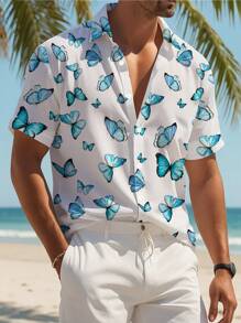 Men's 3D Summer Butterfly Printed Shirt - Multicolor - View 3