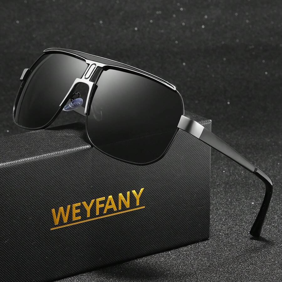 Unisex Classic Polarized Sunglasses, Large Frame Design For Outdoor, Driving, Cycling, Fishing, Stylish Eyewear With Gift Box Packaging - Multicolor - View 1