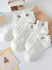 6 Pares de Meias Brancas Finas De Algodão Respiráveis