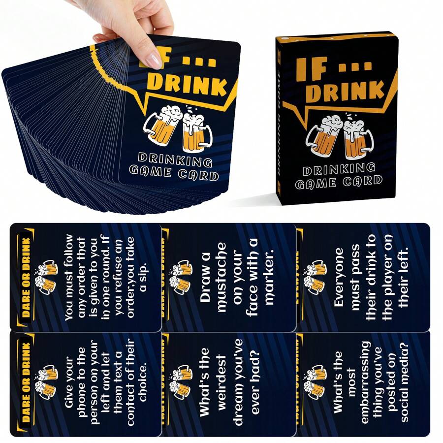 50Pcs Drinking Game Cards, Party Drinking, Funny Card Game, Fun Game For Teens Adults To Get Tipsy With Friends, Perfect For Parties Activity Family Game Night, Game Gift Halloween Outdoors Party Game, They Can Bring Laughter And Joy At Family Gatherings, As Well As Ignite Passion At Friend Gatherings - Multicolor - View 1