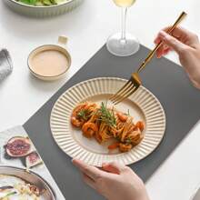 Farfallarossa Set Of 4 Washable Faux Leather Placemats - Waterproof, Heat-Resistant, Non-Slip - Dark Grey - View 3