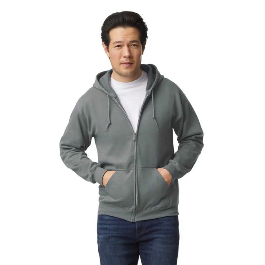 Gildan Unisex Adult Heavy Blend Full Zip Hoodie (Graphite Heather) - 271gsm 50% Cotton/50% Polyester - 灰色 - 查看 1