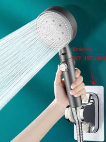 1 件加压手持淋浴喷头，5 种模式可调节水量淋浴喷头，一键止水淋浴喷头，浴室淋浴喷头，淋浴喷头，浴室五金，浴室配件 - 灰色 - 查看 1