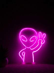1pc Alien Neon Light, Multi-Color Lighting, LED Atmosphere Lamp, Decorative Personalized Lamp For Room, Bedside, Desk, Ideal Gift For Him, Her, Boyfriend, Girlfriend, Mom, Dad, Family, Friends, Living Room, Bedroom, Tea Room, Home, Dining Room, Office, School, USB 5V 1A & 3 AA Batteries Powered (Batteries Not Included)