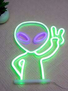 1pc Alien Neon Light, Multi-Color Lighting, LED Atmosphere Lamp, Decorative Personalized Lamp For Room, Bedside, Desk, Ideal Gift For Him, Her, Boyfriend, Girlfriend, Mom, Dad, Family, Friends, Living Room, Bedroom, Tea Room, Home, Dining Room, Office, School, USB 5V 1A & 3 AA Batteries Powered (Batteries Not Included)