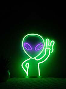 1pc Alien Neon Light, Multi-Color Lighting, LED Atmosphere Lamp, Decorative Personalized Lamp For Room, Bedside, Desk, Ideal Gift For Him, Her, Boyfriend, Girlfriend, Mom, Dad, Family, Friends, Living Room, Bedroom, Tea Room, Home, Dining Room, Office, School, USB 5V 1A & 3 AA Batteries Powered (Batteries Not Included)