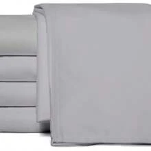 Queen Fitted Sheet Without Elastic Band To Cover Yourself MicroPercal 400 Thread Count - 灰色 - 查看 1