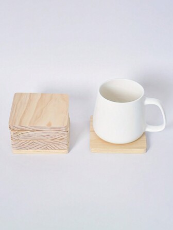 2 bucăți din lemn Coaster DIY Craft pătrat/rotund felii de lemn nefinisat pentru pictură, covoraș pentru ceașcă de cafea, consumabile de artizanat'