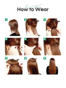 Extensions de cheveux clip rose de 22 pouces, 12 pièces par set, extension de cheveux longs droits synthétiques pour femmes et filles pour un usage quotidien