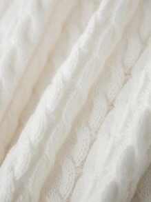 Women's Cable Knit Cardigan Solid Color Round Neck Short Sleeve Button-Front Closure Crop Sweaters - White - View 5