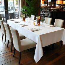 1pc Elegant White Rectangle Polyester Tablecloth - Multipurpose, Washable, Suitable For Weddings, Birthdays, Anniversaries, Bachelor Parties, Graduations, Reunions, Holiday Events And Home Decor, Fit For Christmas, Halloween, Thanksgiving, New Year And Valentine's Day