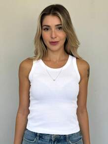 Kit 3 Regatas Feminina Canelada em Algodão Blusa Básica - PRETO - BRANCO - CARAMELO - Visão 9