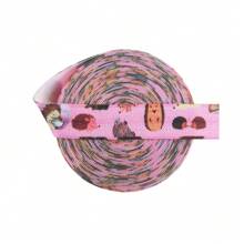 Bristlegrass Print Fold Over Elastic FOE 5/8" 3/4" 15mm 20mm Cartoon Dog Cat Heart Dot Satin Spandex Band Webbing Tape Headband Hair Tie Bracelet Dress Sewing Trim