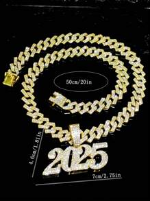 1 件时尚创意 2025 形状吊坠项链,嘻哈复古项链适合派对或日常佩戴,2025 新年礼物珠宝 - 數位吊墜 - 查看 5