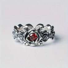 1 Peça Anel Ajustável Aberto com Flor de Rosa Prateada Vintage e Zircônia Cúbica, Moda Estilo Hip Hop Punk Legal Adequado para Uso Diário, Festa, Feriado, Presente de Aniversário, Dia dos Namorados, Aniversário, Mãe, Dia das Mães, Presente