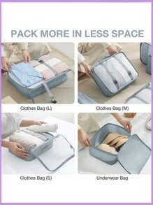 7 合 1 旅行收纳套装,大容量行李袋,鞋袋,洗漱包,化妆包,手提袋,收纳袋,可收纳口红、化妆刷、眼影、镜子、眼线笔、唇彩、护肤品、牙刷、杯子、肥皂、洗发水、梳子、手表、手机、项链、珠宝、数码产品 - 彩色 - 查看 4