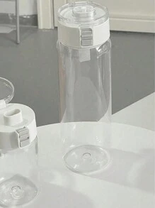 1 Stück 350/550/800 ml tragbare Sport Fitness Wasserflasche mit großem Fassungsvermögen und transparentem Becher, Outdoor, Reise, Büro Notwendigkeit