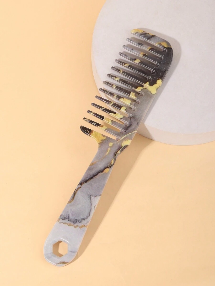 宽齿梳，长发顺发刷，带柄，适合女性，干湿两用，返校，旅行度假必备，女士发饰 - 彩色 - 查看 1