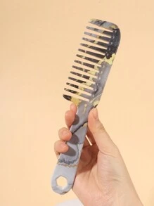 宽齿梳，长发顺发刷，带柄，适合女性，干湿两用，返校，旅行度假必备，女士发饰 - 彩色 - 查看 2