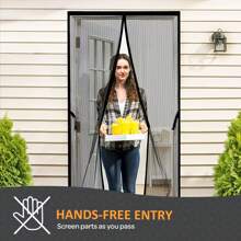 Heavy-Duty Magnetic Screen Door With Self-Sealing Hands-Free Mesh Partition - Pet Friendly, Easy Install, Durable, And Windproof For Home And Patio - 黑色1包 - 查看 9
