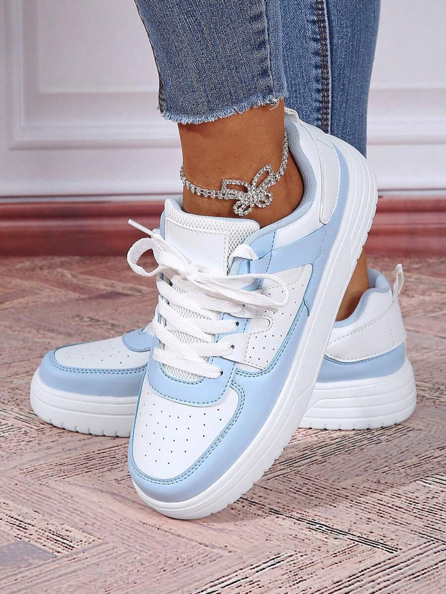 Fall/Winter Fashion Versatile Shiny Silver Patchwork Casual Student Skate Sneakers