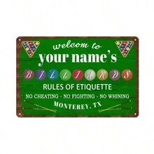 Personalized Billiards Bar Sign - Custom Name Pool Table Decor - Premium Aluminum Metal Sign For Pool Hall Wall Decor, 12x8 Inches Gifts Birthday Graduation - Multicolor - View 19