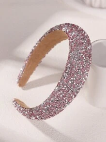1pc Girls/Women's Fashionable Baroque Glitter Wide-Brim Headband, Shiny Christmas Hair Hoop - Multicolor - View 14