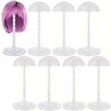 8pcs Wig Holder Wig Head Stand Wig Stand For Styling, 13.8 Inch Wigs Portable Hat Display Stand Travel Wig Holder For Multiple Wigs Practice Hat DIY Stand Head Stand Non Slip Stable - 白色 - 查看 1