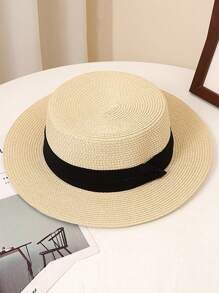 Casual Straw Hat, Versatile Wide Brim Sun Hat For Women, Men, Elegant Bohemian Style, UV Protection, Suitable For Beach, Vacation, Street Wear, Spring & Summer - Straw Hat - View 17